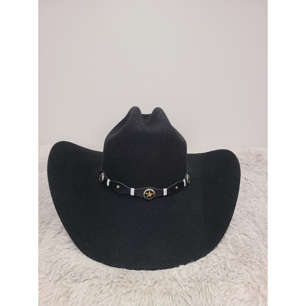 Larry Mahan's Texas Cowboy Western Wool Cowboy Hat Star Trim 6 7/8  .55 SIZE SM